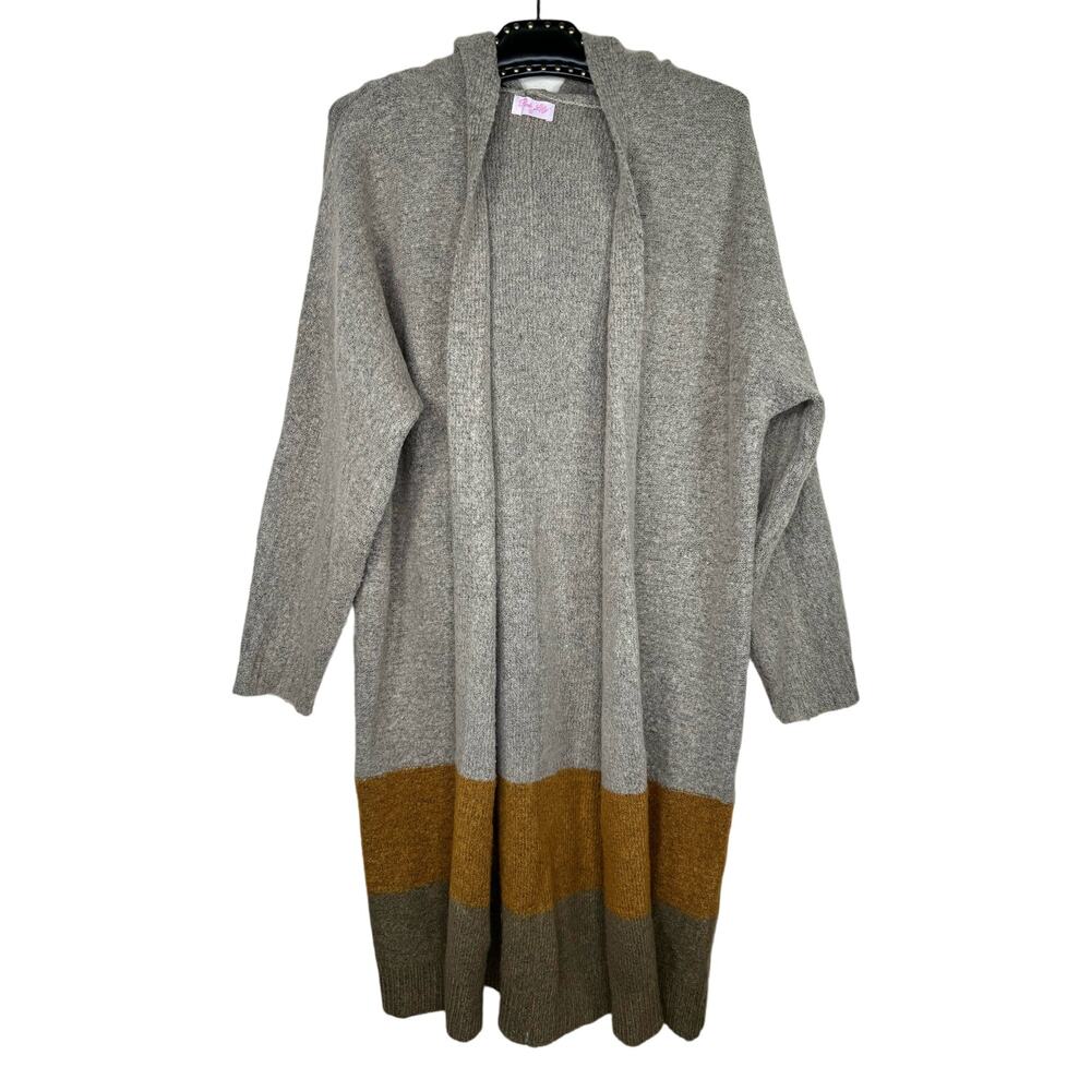 Pink Lily Color Block Striped Open Front Long Car… - image 7